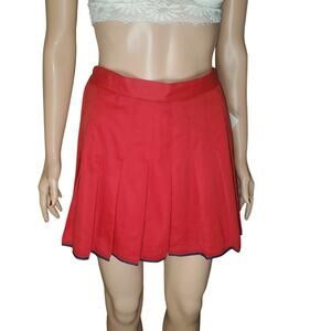 Vintage Deadstock Tail Skirt Womens 8 Red Navy Pleated Mini Made USA 80s Tennis